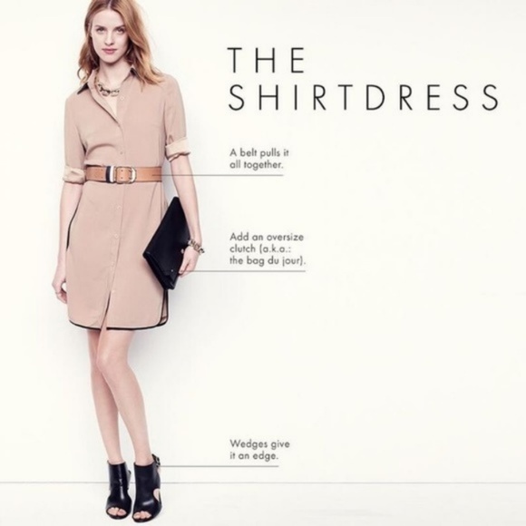 Ann Taylor Classic Tan Shirtdress‎ Size M - Picture 2 of 2